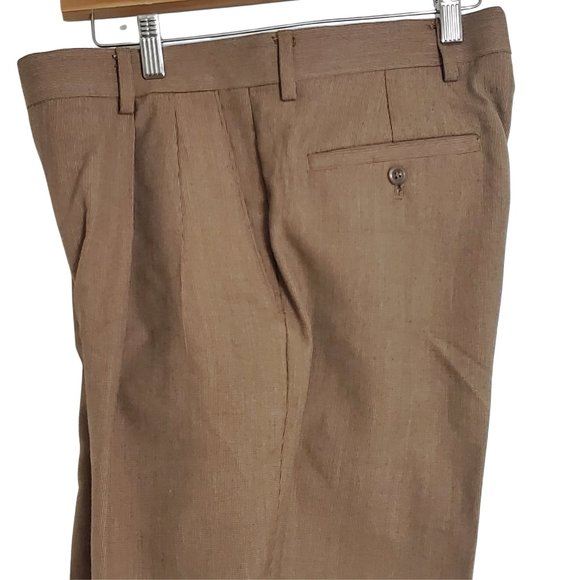 Louis Raphael Men's Dress Pants Size 32W x 30L Beige Cuffed Front Pleated - Picture 2 of 13